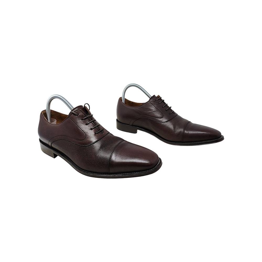 Broletto Oxford Shoes 8.5 Men Brown Leather Cap Toe Perforated Made in Italy